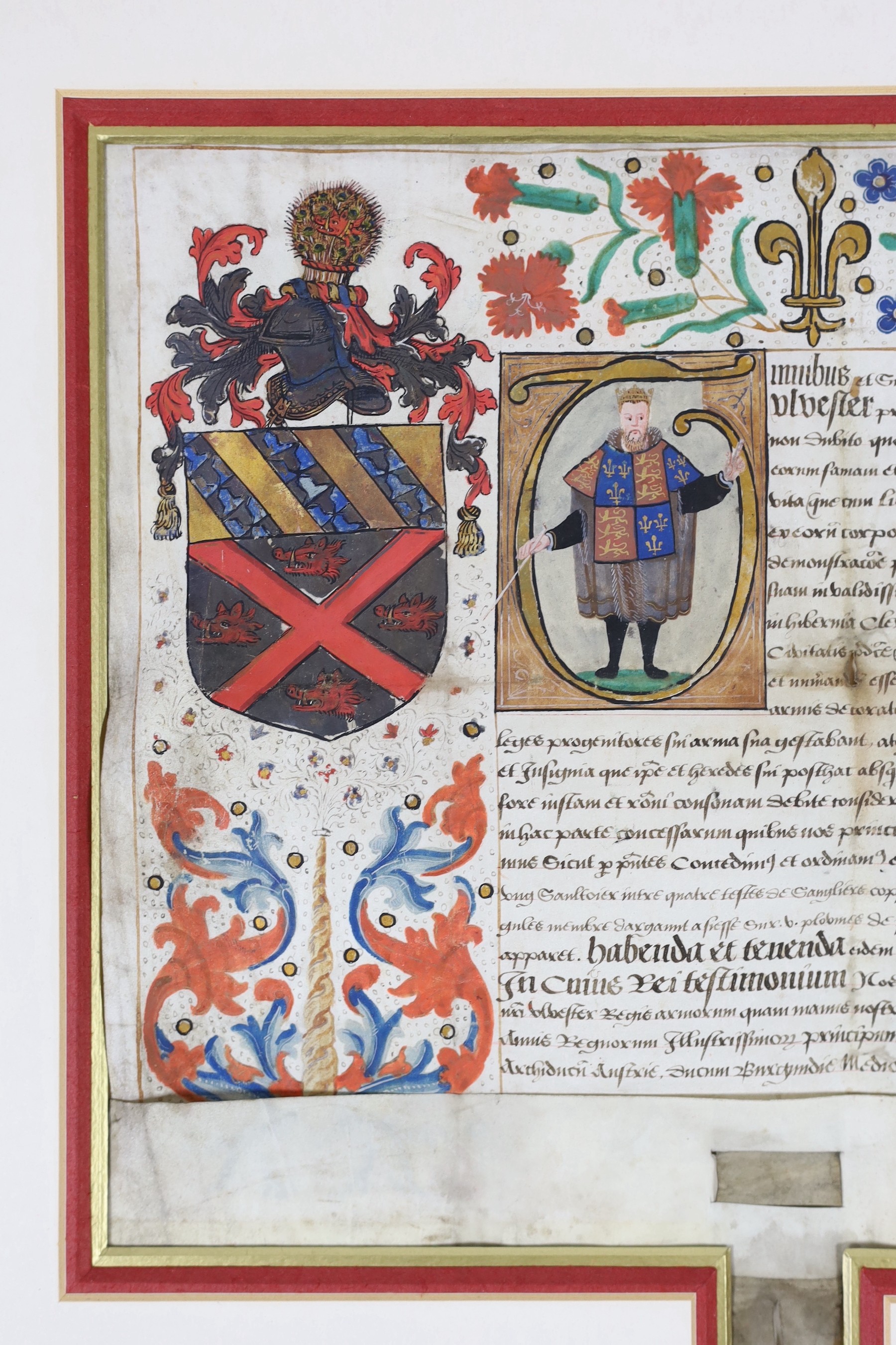 A Grant of Arms to Nicholas Stanyhurst of Dublin; 1 August 1554 30 x 57cm